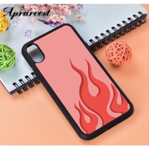 Aprarvest Red flame Silicone Rubber Phone Case Cover For iPhone 6 6S 7 8 PLUS X XS XR 11 12 MINI PRO MAX
