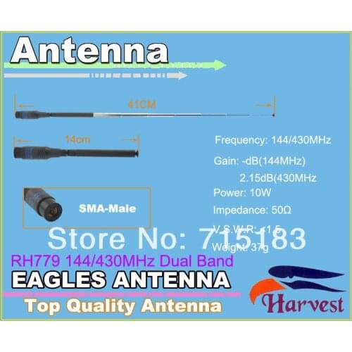 SMA-Male Connector Harvest RH779 Dual Band 144/430MHz Telescopic Antenna for radio