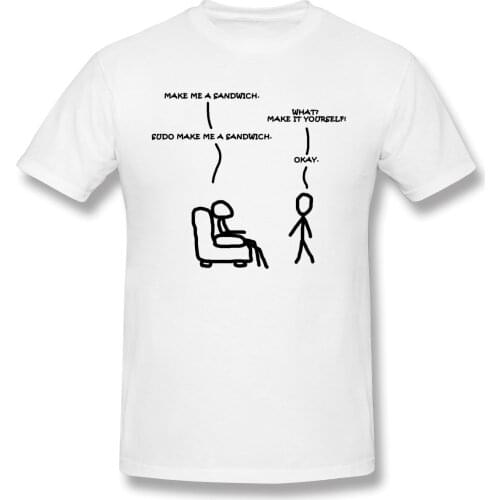 Sudo Make Me Sandwich T Shirt popular mens short sleeve men White linux Computer operating system Geek printed Tshirt