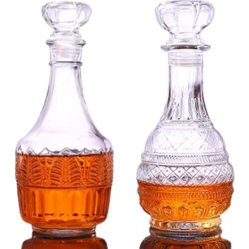 Retro Art 500-1000ml Wine Bottle Abstract Earth Leaves Pagoda Wine Pot Thickened Whiskey Shochu Hip Flask Decanter