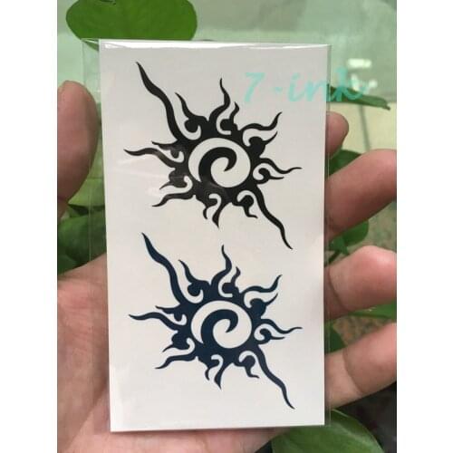 Waterproof Temporary Tattoo sticker sun totem tattoo on leg neck Water Transfer fake tattoo flash tattoo for man woman 10.5*6cm