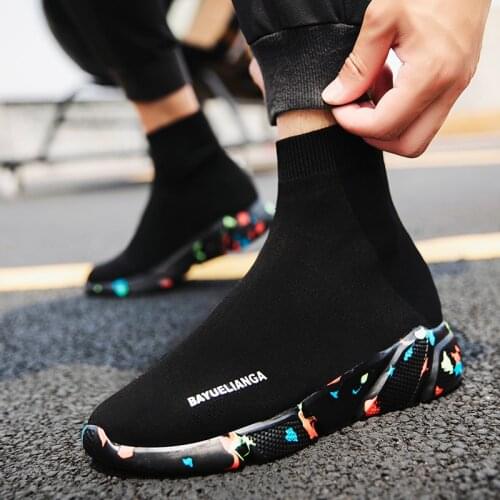 High Top Running Shoes for Men Women Sneakers Breathable Sport Shoes Sock Boots Woman Chunky Shoes Flat Casual Athletic Trainers