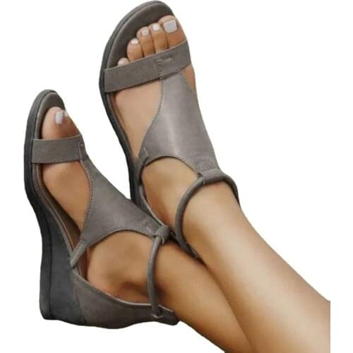 YSHUNIJ Slope sandals womens size Roman style 2021 new high heels in Europe and America