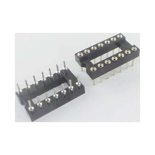 10pcs DIP-14 Round Hole 14 Pins 2.54MM DIP DIP14 IC Sockets 14 PIN 2.54 Adaptor Solder Type IC Connector