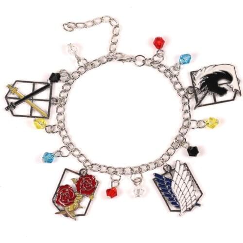 10 pcs Attack on Titan Anime Bracelet Mikasa Ackerman Cosplay AOT Jewelry for Men Costume Adjustable Link Chain Bangle Wholesale