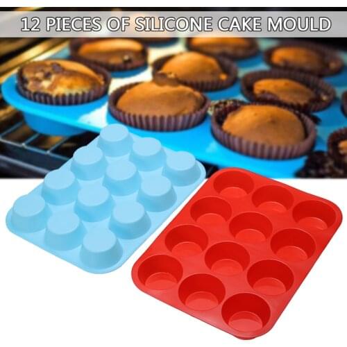 12 Silicone Muffin Moulds Silicone Large Muffin Yorkshire Pudding Moulds Cupcake Baking Tray DIY Cake Baking Tools Molds