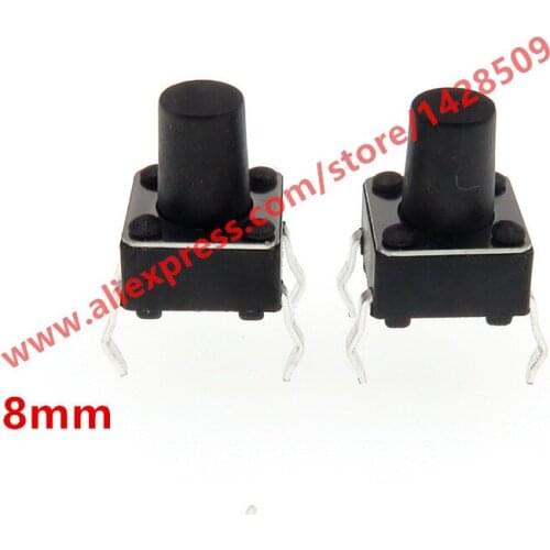 200pcs/lot 6x6x8MM 4PIN Tact Micro Switch Touch Button Self-reset Button 6*6*8mm High Quality Plug-in keys button DIP
