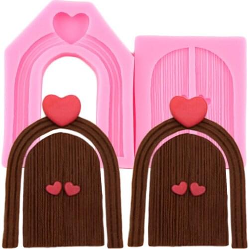 3D Door Silicone Mold Frame Cake Border Fondant Mould Cake Decorating Tools Sugarcraft Chocolate Candy Polymer Clay Moulds