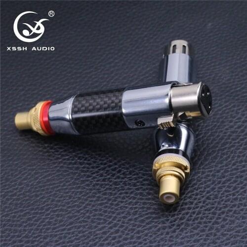 4pcs XSSH audio 3 pins connector Black XLR Carbon Fiber Tellurium Copper RCA gold plated Rhodium Female Male XLR to RCA adapter
