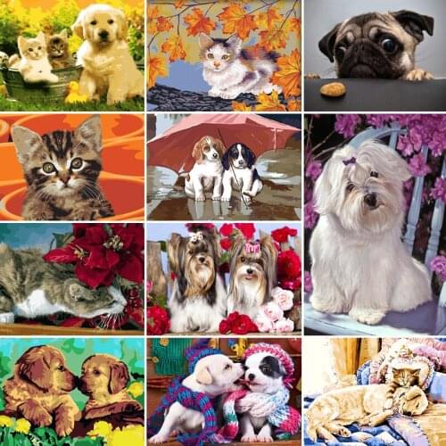 50/65/75CM DIY Painting By Numbers Animals cat dog Kit Coloring By Numbers Wall Art Picture Acrylic Paint On Canvas Home Decor