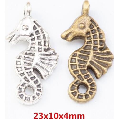 50 pieces of retro metal zinc alloy Hippocampus pendant for DIY handmade jewelry necklace making 7807
