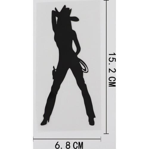 6.8CMX15.2CM Hot Sexy Girl Texas Cowboy Rider Decal Vinyl Car Sticker Black/Silver 8A-0520