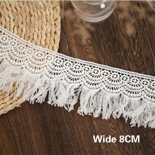 8CM White Tassel DIY Crafts Dress Curtain Decoration Water-soluble Lace Fabric Embroidery Decoration Accessories