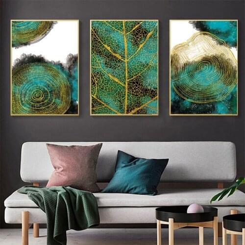 Abstract Art Paintings on Canvas Leaf and Trunk Texture Plant Green Posters and Prints Home Decoration Wall Pictures for Living