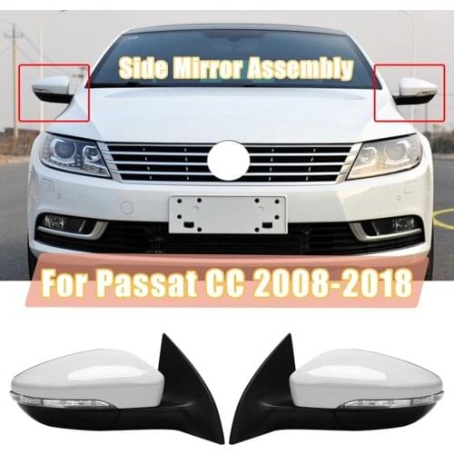 Side Rear View Mirror Assembly Power Heated Folding Memory Turn Signal 13 Wires for Passat CC 2008-2018 RH White