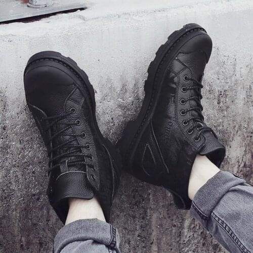 2020 new autumn and winter new high-top motorcycle boots British style black short boots trend plus cotton Chelsea mens shoes