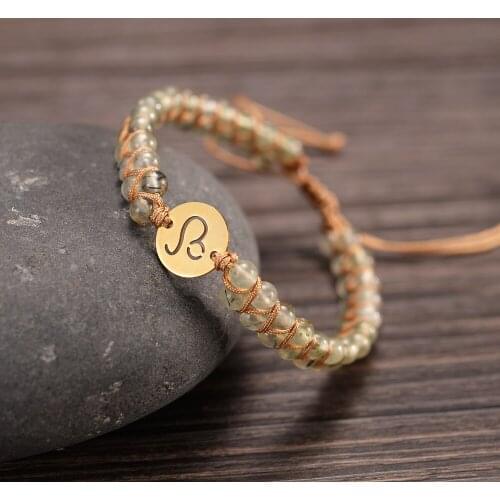 Twelve Zodiac Birthstone Bracelets 12 Constellation Stainless Steel Charm Handmade Couple Bangles