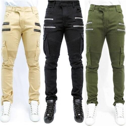 Casual Mens Hiking Pants Multi Pockets Zipper Mid Rise Slim Cargo Pants Trousers Outdoor Mountain Climbing Skiing Trouser 2021