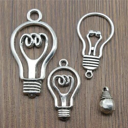 Designer Charms Light Bulb Antique Silver Color Light Bulb Charms Pendants For Bracelets Vintage Light Bulb Charms Wholesale