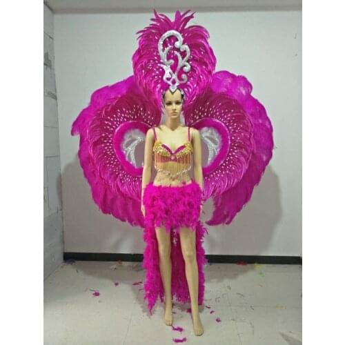 Carnival feather headwear for girls party dancing performance female clothes bow hair headdress dance feather headpiece costume