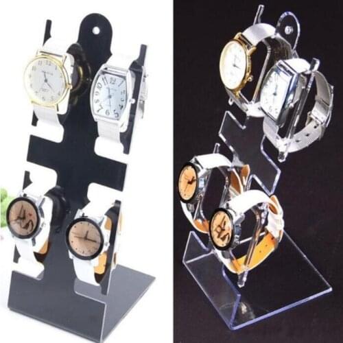 L Shaped Clear Black Plastic Watch Display Stand Wristwatch Holder Rack Watch Bracelet Jewelry Display Stand