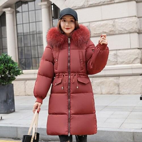 2019 Hot Sale Real Zipper Cotton-padded Clothes Woman Long Overknee Cotton Quality Fashion Chalaza Waist To Show Heavy Jacket