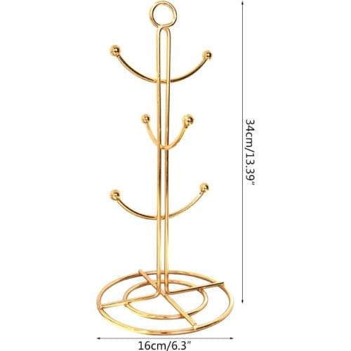 M17D Coffee Cup Holder Mug Storage Rack Tree Shape Hanging Drain Cups Holder Kitchen