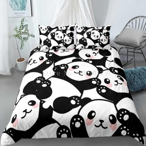 Cute Panda Bedding Sets Duvet Cover Pillowcase Home Textiles Bedroom Single Double Queen King Size Bedclothes Gifts for Boys
