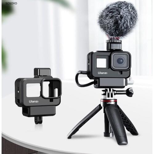 Multifunction Frame Case Border With 52MM Filter Adapter Ring Protective Cover Mic Mount For Gopro 8 Sports Camera Accessories