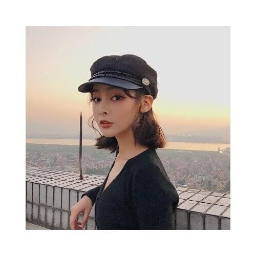 Fashion Lace Cotton Hat Cap Women Casual Streetwear Rope Flat Cap Warm Beret Hat Elegant Solid Spring and Autumn Female Striped