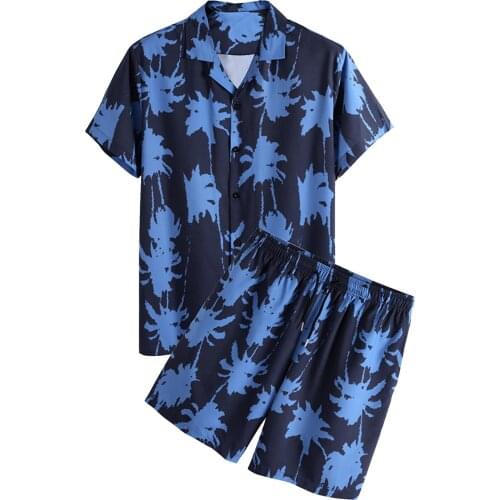 Mens Sets T Shirt Sweatpants Track Suit Summer Beach Shorts Jogger Sets Palm Casual Short Sleeve Shorts Set