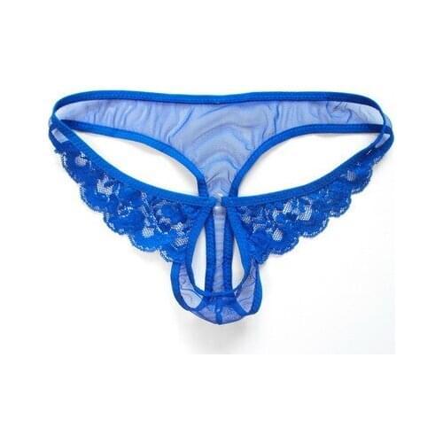 Man Mens sexy sheer transparent lace thongs g-string panties briefs t back panties open crotch jockstrap gay underwear pink red