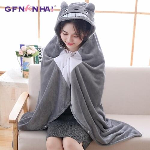 1pc 145/165cm Totoro Cape Cloak Plush Toy Hung out Blanket Air Conditioning Stuffed Mlanket Mantys Cape Coral Double Pola Gift