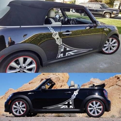 Gray Union Jack Zipper Car Styling Door Side Skirt Stickers Decal Universal for MINI Cooper Coountryman R55 R56 R60 F55 F56 F60