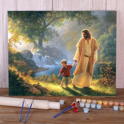 Region Jesus Coloring By Numbers Painting Complete Kit Acrylic Paints 40*50 Oil Painting New Design For Children Wholesale