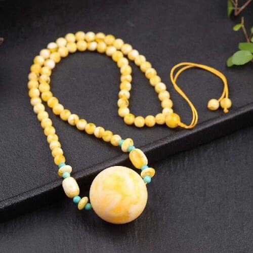 Natural Baltic Amber Necklace Women Clavicle Chain Jewelry Accessories Mens Fashion Charms Jewellery Yellow Amber Amulet Gifts