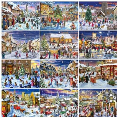 Christmas Landscape Diamond Embroidery Painting Snow Mosaic Rhinestone Sticker Wall Decor New Arrival Puzzle Picture Diamond Dot
