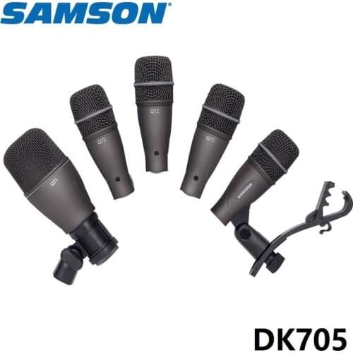 Samson DK705 5-Piece Drum Microphone Kit Recording Kit Q72 snare tom/Q71 drum mic live performance studio percussion recording