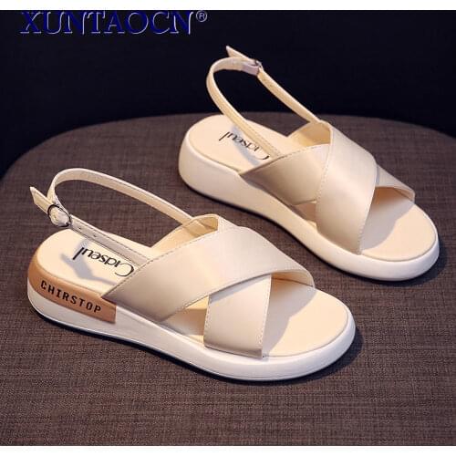 Womens Summer Flat Sandals Fashion Simple Casual Ladys Shoes Buckle Flat Shoes White Reflective Tape Platform Shoes Sandals