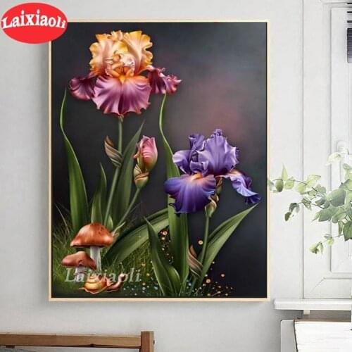 DIY round square diamond embroidery iris flower pattern cross stitch kits 5d diamond painting rhinestone hobby art home decor