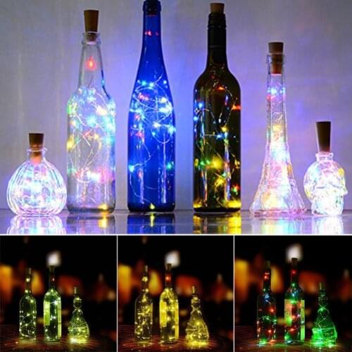 2M 20 LEDs Fairy Garland LED Strip Lights Wine Bottle Light Copper Wire LED Decorative Night Light for Home Christmas Tree Decor