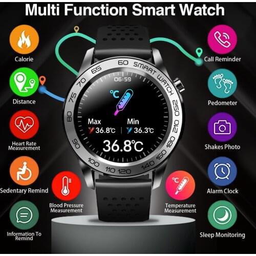Smart watch 2021 Temperature GPS track long battery life English German French smartwatch for men Android IOS