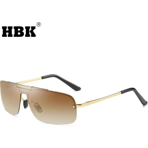 HBK New Mens Polarized Sunglasses Driving Goggles Mirror Aluminum Women Blue Lens Square Brand Deisgn Fashion Summer Gafas