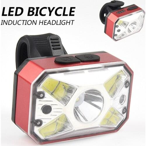 Led Bicycle Front Light, Induction Strong Light Cob Red Light, Usb Charging, Outdoor Warning Night Riding Equipment Light