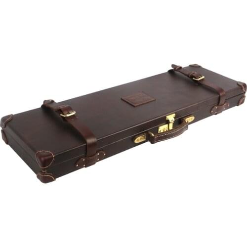 Tourbon Tactical Universal Hunting Gun Case Shotgun Rifle Heavy Duty Vintage Gun Storage Cases Premium Genuine Leather & Wood