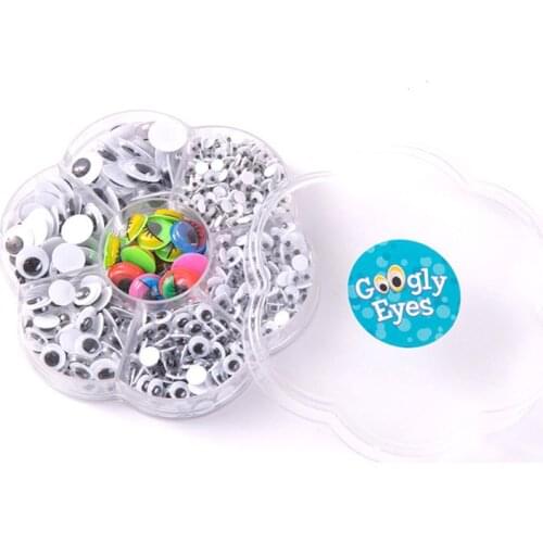 Universal 700Pcs 4/5/6/7/8/10/12mm Total Mixed Googly Eyes Self-adhesive DIY 97BE