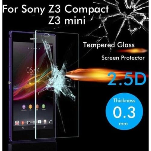 2.5D Tempered Glass For Sony Xperia Z3 Compact Protective Film Explosion-proof Screen Protector for Z3 mini D5803 M55W