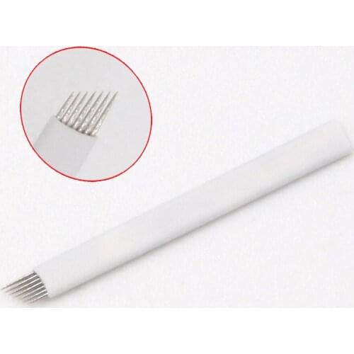 100 pcs 7 Pin Permanent Makeup Eyebrow Tatoo Blade Microblading Needles For 3D Embroidery Manual Tattoo Pen