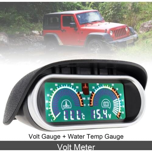 12V / 24V Universal 2 In 1 LCD Digital Meter Volt Gauge + Water Temp Gauge with M10 Sensor for Car / Truck NEW
