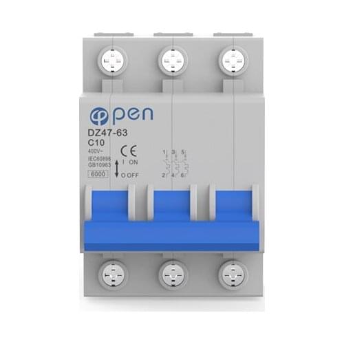 3P 4pcs/ctn Miniature Circuit Breaker MCB DZ47 C45 Series for Overload and Short Circuit Protection